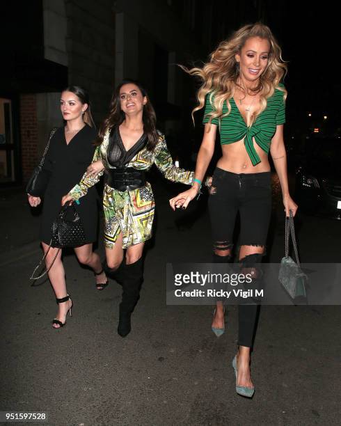 Amber Davies and Olivia Jade Attwood seen attending Stefflon Don x Boohoo - launch party at Libertine on April 26, 2018 in London, England.