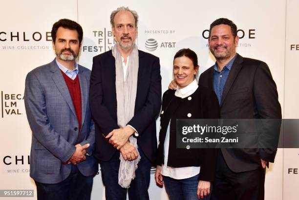 Alexander Dinelaris, Kent Jones, Amy Hobby, and Bilge Ebiri attend the 2018 Tribeca Film Festival, presented by AT&T, Jury Awards hosted by Chloe...