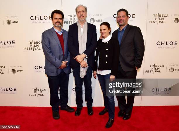 Alexander Dinelaris, Kent Jones, Amy Hobby, and Bilge Ebiri attend the 2018 Tribeca Film Festival, presented by AT&T, Jury Awards hosted by Chloe...
