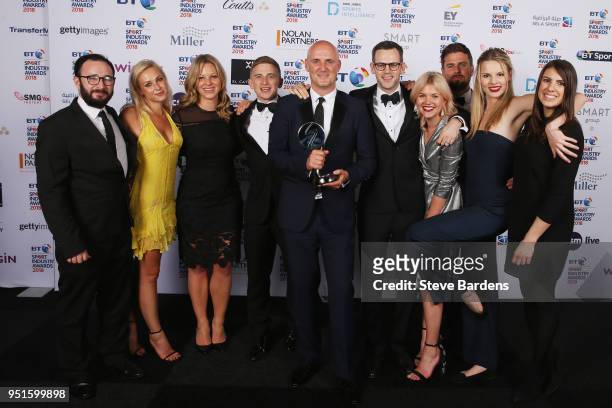 Representatives from M&C Saatchi Sport & Entertainment pose for a photo with their Agency of the Year award during the BT Sport Industry Awards 2018...