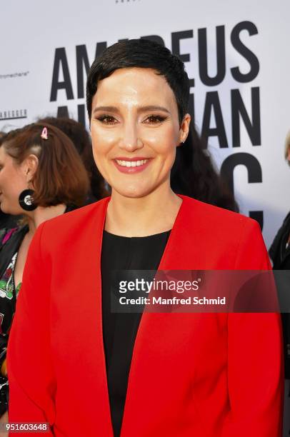 Ina Regen poses at the red carpet during the Amadeus Award 2018 on April 26, 2018 in Vienna, Austria.