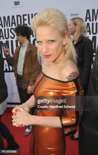 Ankathie Koi poses at the red carpet during the Amadeus Award 2018 on April 26, 2018 in Vienna, Austria.