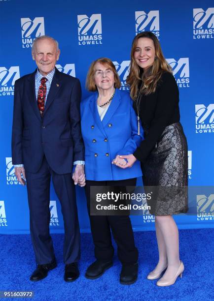 James F. Comley, Virginia Comley and Heather Makrez attend the 2018 University Alumni Awards at UMass Lowell Inn & Conference Center on April 26,...