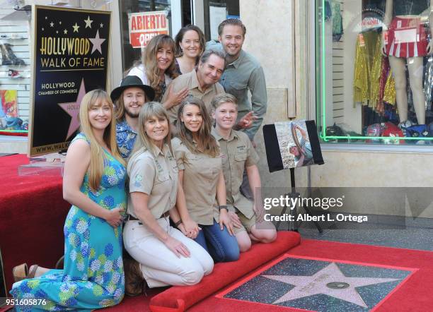 Conservationists/TV personalities Terri Irwin, Bindi Irwin with Beau Bridges and family attend the Steve Irwin Posthumousl Star Ceremony held on The...