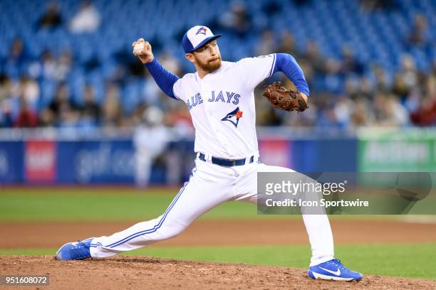 Toronto Blue Jays Pitcher Danny Barnes throws a pitch during the MLB regular season game between the Toronto Blue Jays and the Boston Red Sox on...