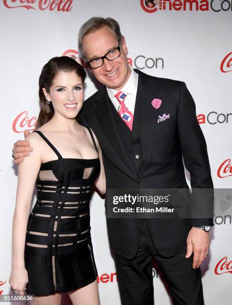 Actress Anna Kendrick , recipient of the Cinema Spotlight Award, and director Paul Feig attend the CinemaCon Big Screen Achievement Awards brought to...