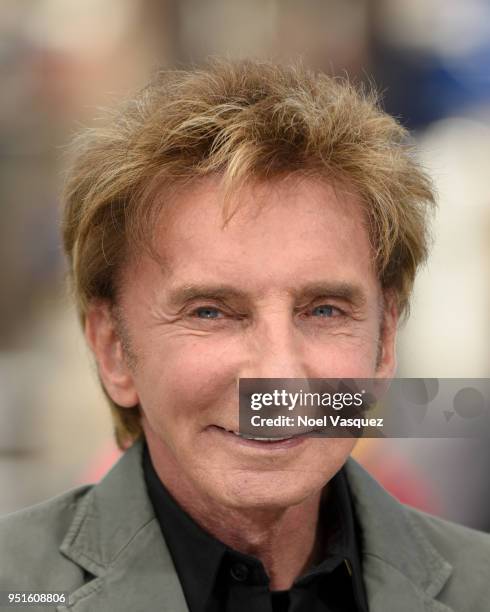 Barry Manilow visits "Extra" at Universal Studios Hollywood on April 26, 2018 in Universal City, California.