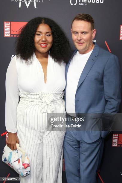 Devid Striesow and his girlfriend Ines Ganzberger attend the New Faces Award Film at Spindler & Klatt on April 26, 2018 in Berlin, Germany.
