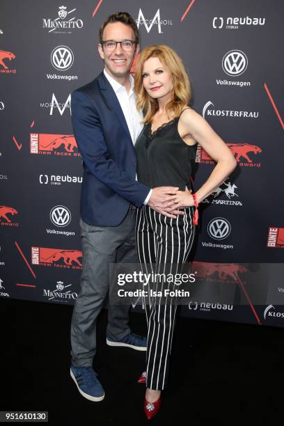 German presenter Peter Imhof and his wife German presenter Eva Imhof attend the New Faces Award Film at Spindler & Klatt on April 26, 2018 in Berlin,...