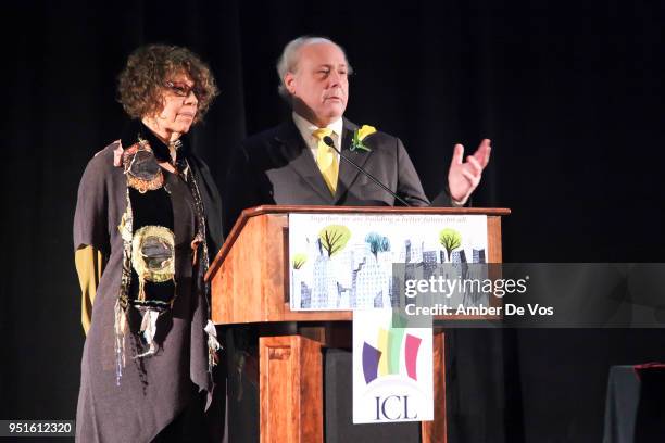 Susan Schnall and Henry Tobin speak at ICL Builders of the Future Gala on April 26, 2018 in New York City.