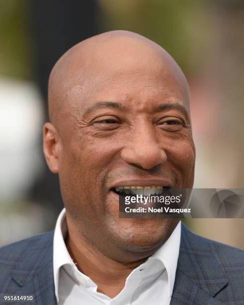 Byron Allen visits "Extra" at Universal Studios Hollywood on April 26, 2018 in Universal City, California.