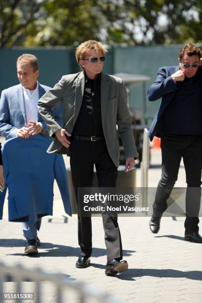 Barry Manilow visits "Extra" at Universal Studios Hollywood on April 26, 2018 in Universal City, California.