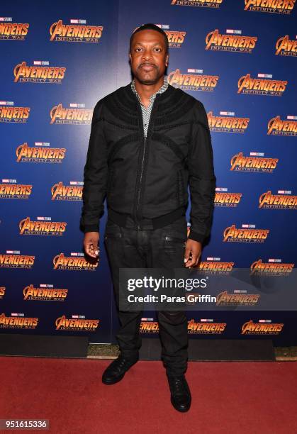 Actor Chris Tucker attends Marvel Studios' 'Avengers: Infinity War' screening at The Fox Theatre on April 26, 2018 in Atlanta, Georgia.