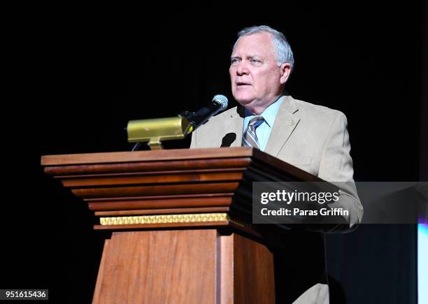 Georgia Governor Nathan Deal speaks onstage at Marvel Studios' Avengers: Infinity War Screening at The Fox Theatre on April 26, 2018 in Atlanta,...