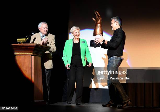 Georgia Governor Nathan Deal, Sandra Deal, and Mitch Bell onstage at Marvel Studios' Avengers: Infinity War Screening at The Fox Theatre on April 26,...