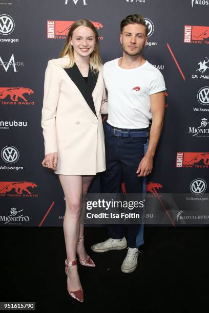 German actor Jannik Schuemann and Luna Wedler attend the New Faces Award Film at Spindler & Klatt on April 26, 2018 in Berlin, Germany.