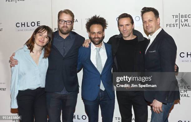 Emily Mortimer, Joshua Leonard, Shawn Snyder, Alessandro Nivola and Josh Charles attend the Tribeca awards ceremony during the 2018 Tribeca Film...