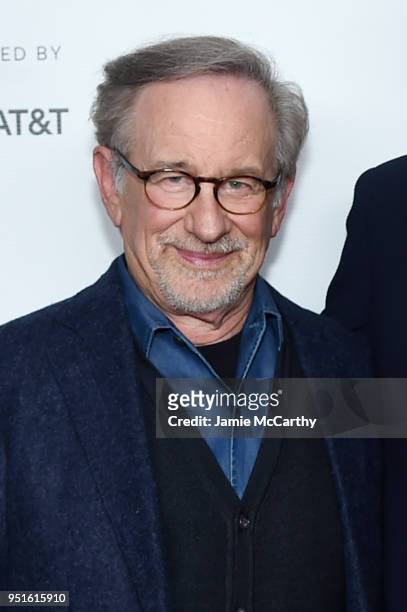 Steven Spielberg attends the "Schindler's List" cast reunion during the 2018 Tribeca Film Festival at The Beacon Theatre on April 26, 2018 in New...