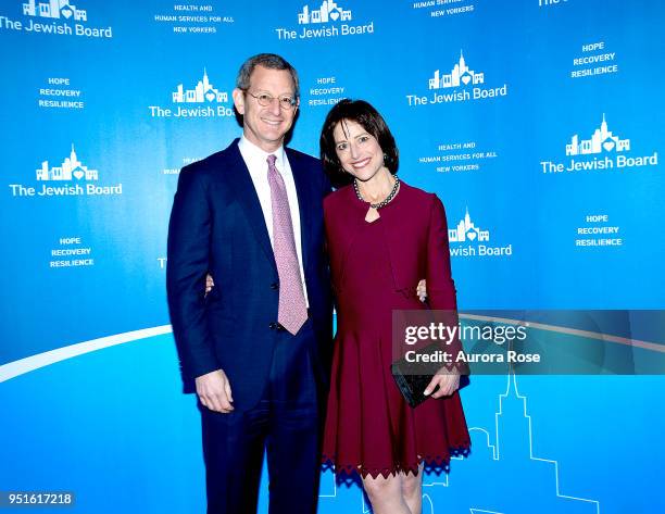 Bob Horne and Laurie Lindenbaum Attend the 2018 Jewish Board's Spring Benefit at The Plaza Hotel on April 26, 2018 in New York City.