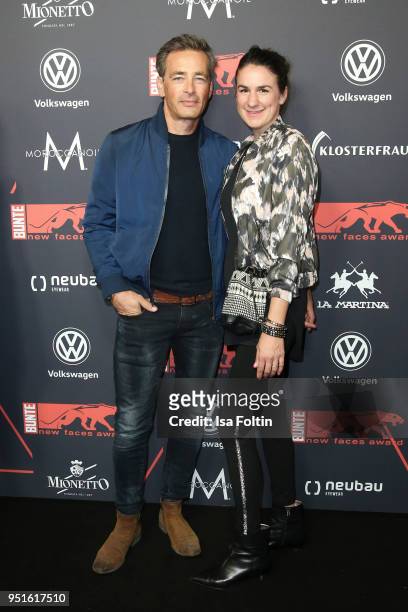 German actor Jan Sosniok and his wife Nadine Moellers attend the New Faces Award Film at Spindler & Klatt on April 26, 2018 in Berlin, Germany.