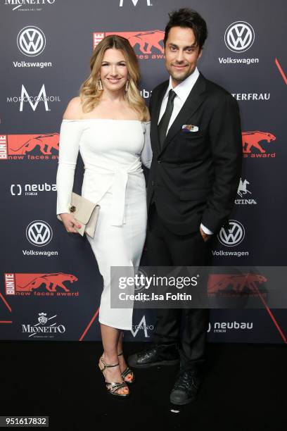 German presenter Jessica Kastrop and guest attend the New Faces Award Film at Spindler & Klatt on April 26, 2018 in Berlin, Germany.