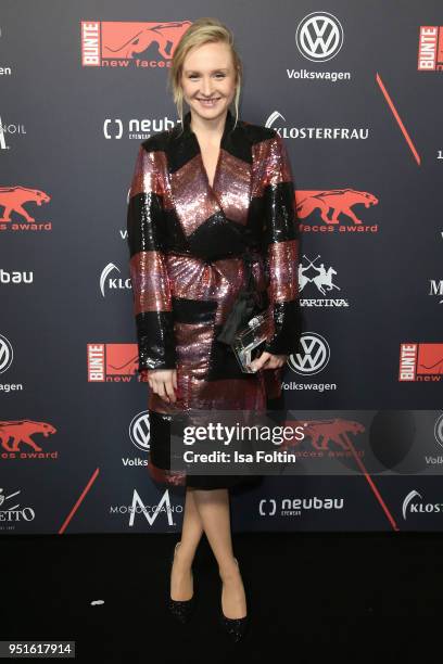 German singer Leslie Clio attends the New Faces Award Film at Spindler & Klatt on April 26, 2018 in Berlin, Germany.