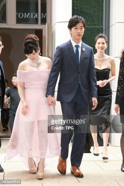 Chiang Hung-Chieh and Fukuhara Ai attend MIKIMOTO 125th anniversary jewelry show on 26th April, 2018 in Taipei, Taiwan, China.