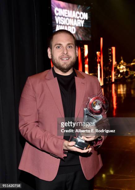 Actor Jonah Hill, recipient of the CinemaCon Vanguard Award, attends the CinemaCon Big Screen Achievement Awards brought to you by the Coca-Cola...