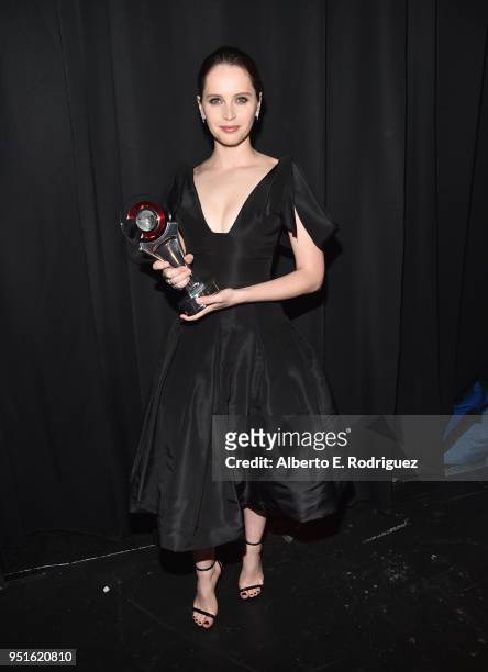 Actress Felicity Jones, recipient of the Award of Excellence in Acting, attends the CinemaCon Big Screen Achievement Awards brought to you by the...