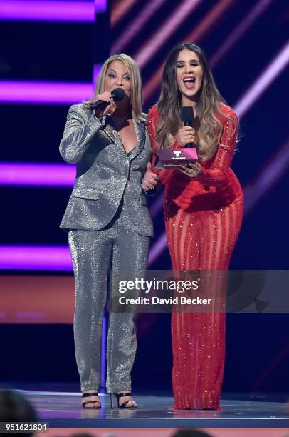 Ana Maria Polo and Catherine Siachoque onstage at the 2018 Billboard Latin Music Awards at the Mandalay Bay Events Center on April 26, 2018 in Las...