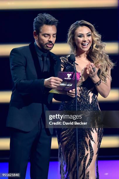 Eugenio Derbez and Aracely Arambula onstage at the 2018 Billboard Latin Music Awards at the Mandalay Bay Events Center on April 26, 2018 in Las...