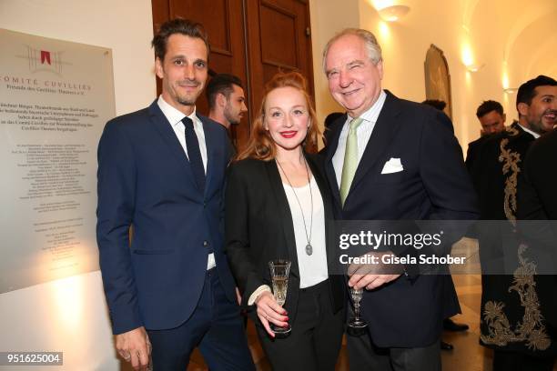 Max von Thun , Brigitte Hobmeier, Friedrich von Thun during the 27th Montblanc de la Culture Arts Patronage Award at Residenz on April 26, 2018 in...