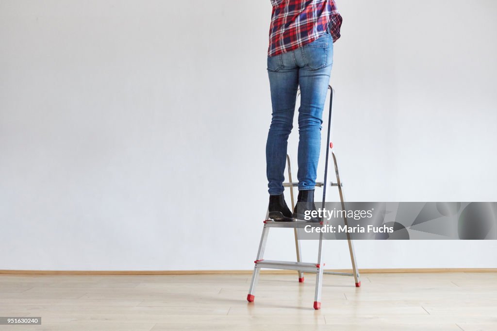 Person standing on ladder