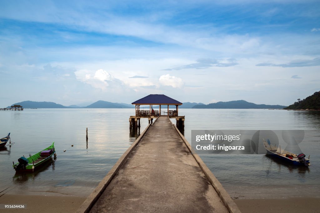 Ferry jetty, Teluk Dalam beach, Pangkor Island, Perak, Malaysia