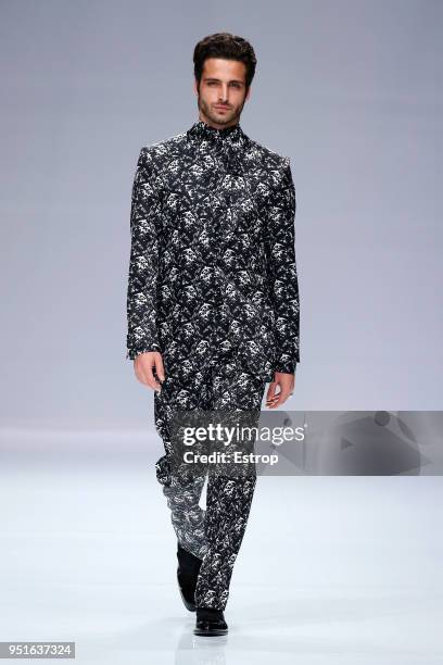 Model walks the runway during the Carlo Pignatelli show as part of the Barcelona Bridal Week 2018 on April 25, 2018 in Barcelona, Spain.