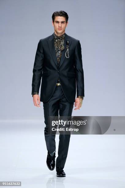 Model walks the runway during the Carlo Pignatelli show as part of the Barcelona Bridal Week 2018 on April 25, 2018 in Barcelona, Spain.