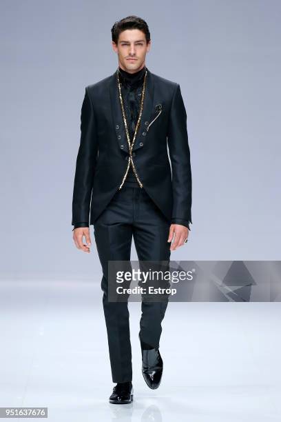 Model walks the runway during the Carlo Pignatelli show as part of the Barcelona Bridal Week 2018 on April 25, 2018 in Barcelona, Spain.