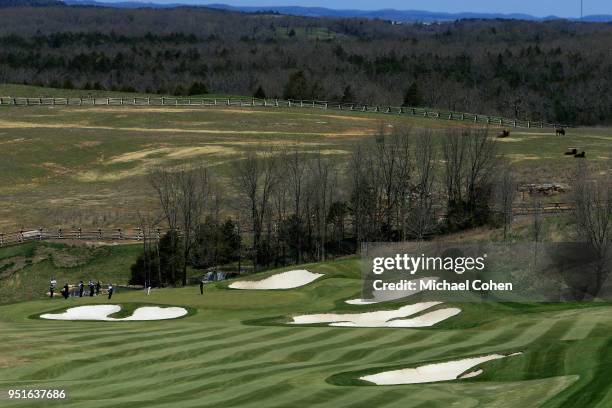 General view of the first hole during the first round of the PGA TOUR Champions Bass Pro Shops Legends of Golf held at Buffalo Ridge Golf Club on...