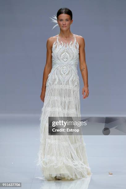 Model walks the runway during the Carlo Pignatelli show as part of the Barcelona Bridal Week 2018 on April 25, 2018 in Barcelona, Spain.