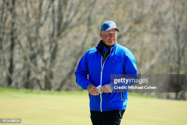 Sandy Lyle of Scotland looks on during the first round of the PGA TOUR Champions Bass Pro Shops Legends of Golf held at Buffalo Ridge Golf Club on...