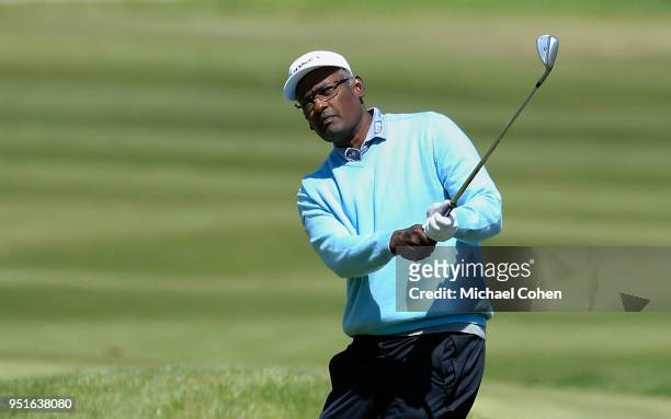 Vijay Singh of Fiji Islands hits a shot during the first round of the PGA TOUR Champions Bass Pro Shops Legends of Golf held at Buffalo Ridge Golf...
