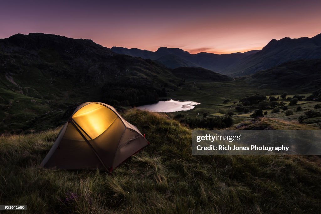 Tent at Dusk in English Lake District