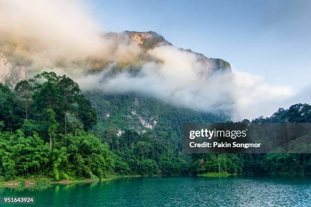 beautiful mountains lake river sky and natural attractions in ratchaprapha dam at khao sok national park - kao sok national park imagens e fotografias de stock