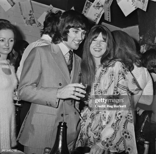 British broadcaster and journalist Cathy McGowan at her wedding with guest, soccer player George Best , UK, 19th January 1970.