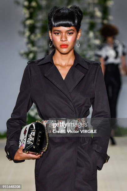 Model walks the runway at the Samuel Cirnansck Fall Winter 2018 fashion show during the SPFW N45 on April 23, 2018 in Sao Paulo, Brazil.