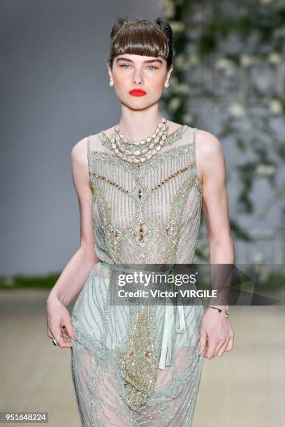 Model walks the runway at the Samuel Cirnansck Fall Winter 2018 fashion show during the SPFW N45 on April 23, 2018 in Sao Paulo, Brazil.