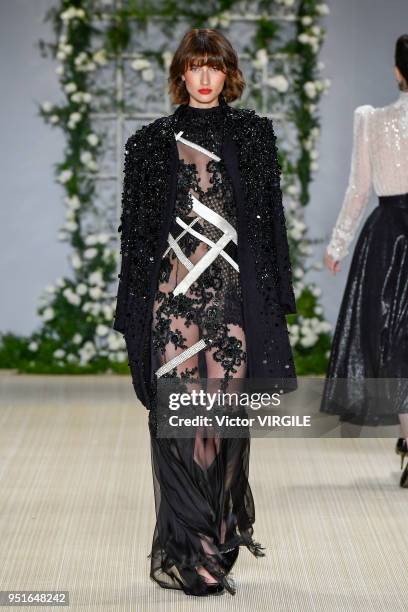 Model walks the runway at the Samuel Cirnansck Fall Winter 2018 fashion show during the SPFW N45 on April 23, 2018 in Sao Paulo, Brazil.