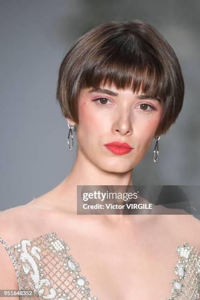 Model walks the runway at the Samuel Cirnansck Fall Winter 2018 fashion show during the SPFW N45 on April 23, 2018 in Sao Paulo, Brazil.