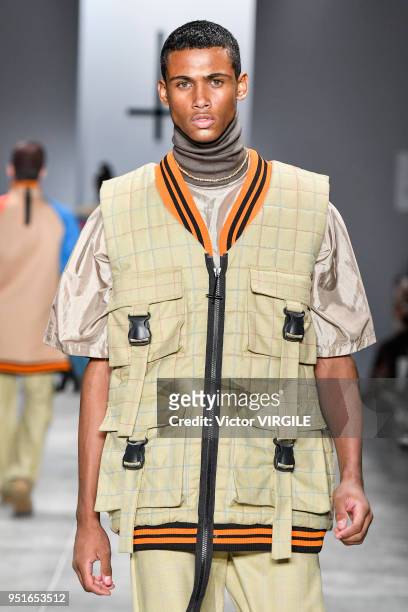 Model walks the runway at the Joao Pimenta Fall Winter 2018 fashion show during the SPFW N45 on April 23, 2018 in Sao Paulo, Brazil.