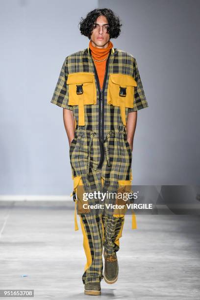 Model walks the runway at the Joao Pimenta Fall Winter 2018 fashion show during the SPFW N45 on April 23, 2018 in Sao Paulo, Brazil.